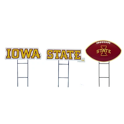 Pegasus Iowa State Cyclones Wordmark and Football Three-Piece Yard Sign Set
