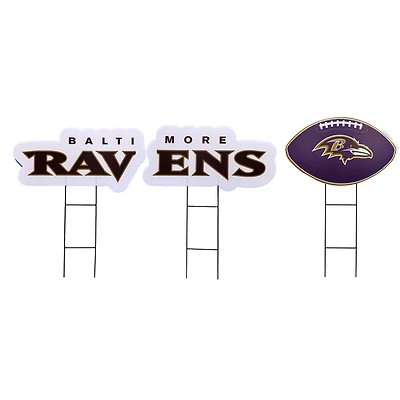 Pegasus Baltimore Ravens Wordmark and Football Three-Piece Yard Sign Set