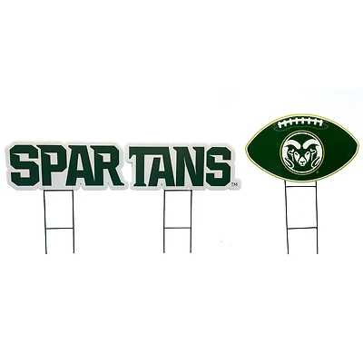 Pegasus Michigan State Spartans Wordmark and Football Three-Piece Yard Sign Set