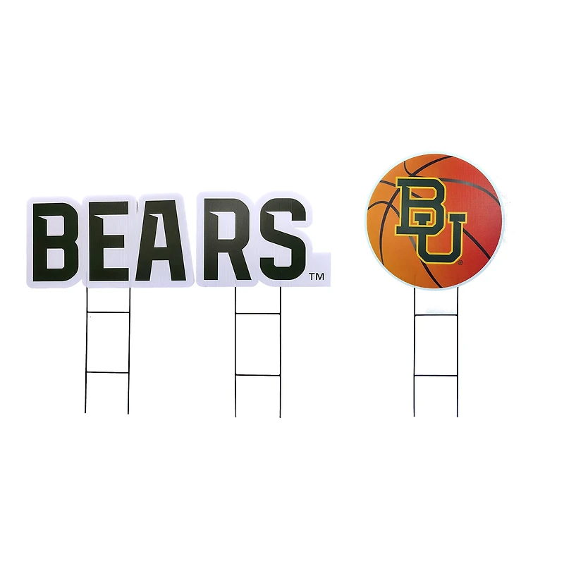 Pegasus Baylor Bears Wordmark and Basketball Three-Piece Yard Sign Set
