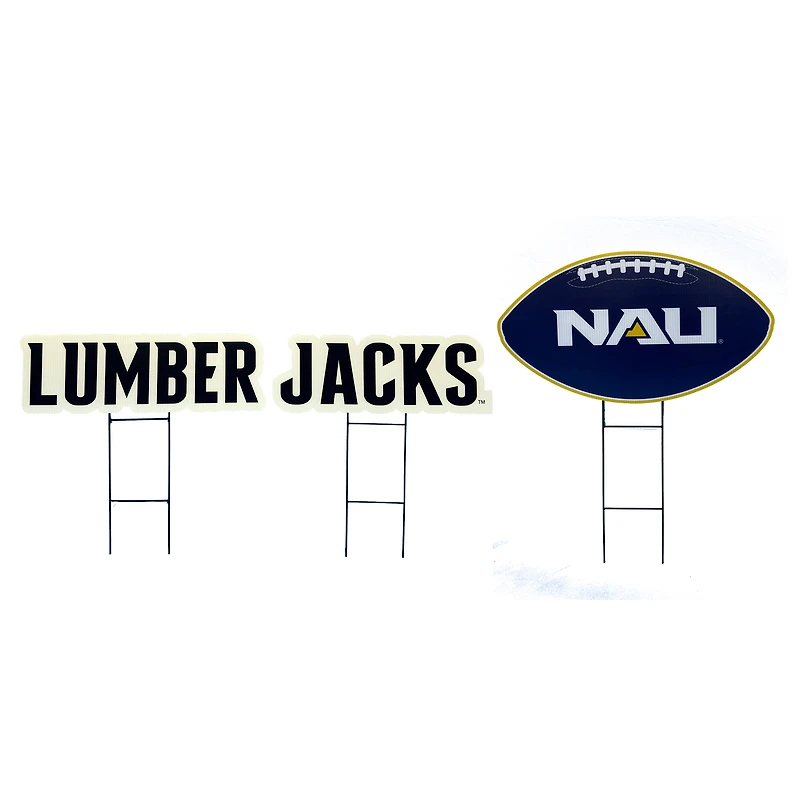 Pegasus Northern Arizona Lumberjacks Wordmark and Football Three-Piece Yard Sign Set