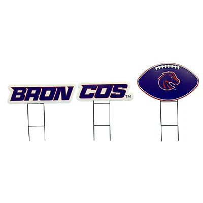 Pegasus Boise State Broncos Wordmark and Football Three-Piece Yard Sign Set