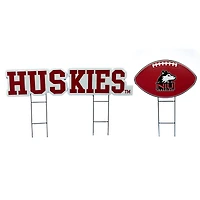 Pegasus Northern Illinois Huskies Wordmark and Football Three-Piece Yard Sign Set