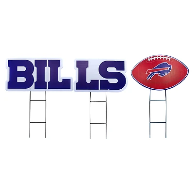 Pegasus Buffalo Bills Wordmark and Football Three-Piece Yard Sign Set