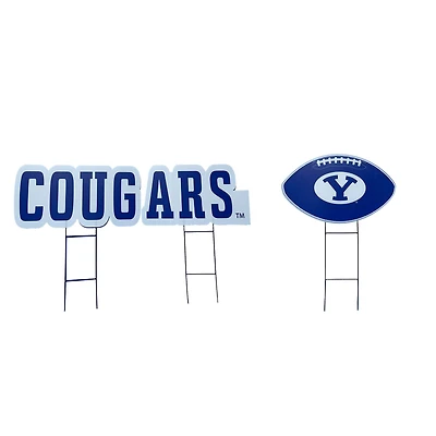 Pegasus BYU Cougars Wordmark and Football Three-Piece Yard Sign Set