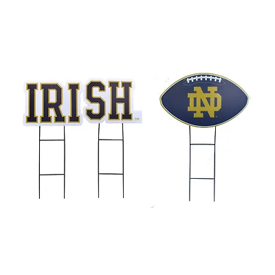 Pegasus Notre Dame Fighting Irish Wordmark and Football Three-Piece Yard Sign Set
