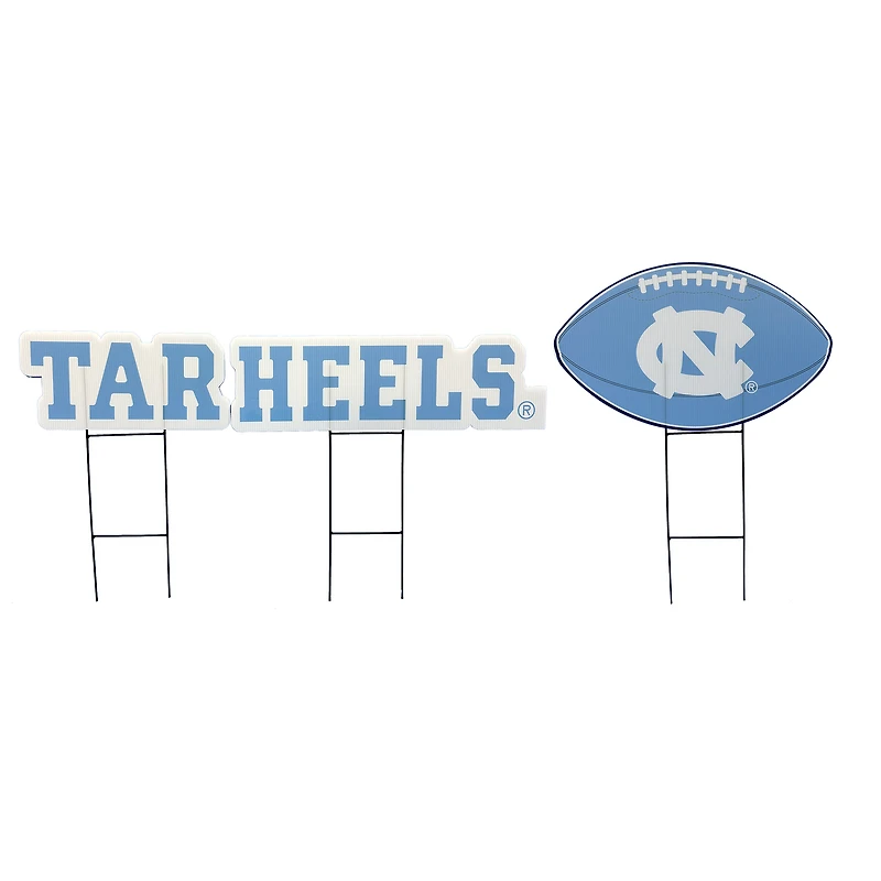 Pegasus North Carolina Tar Heels Wordmark and Football Three-Piece Yard Sign Set