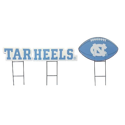 Pegasus North Carolina Tar Heels Wordmark and Football Three-Piece Yard Sign Set
