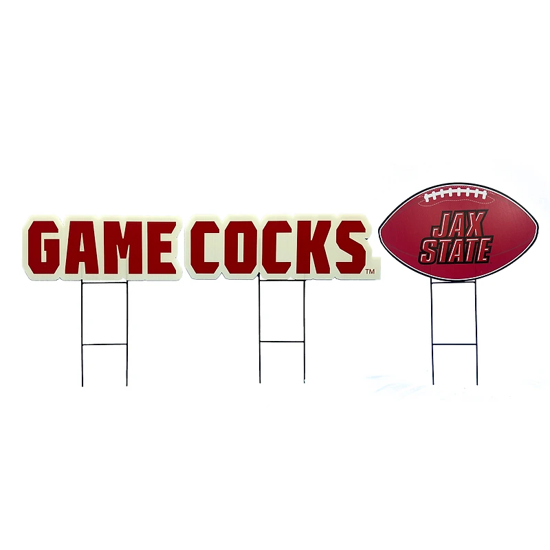 Pegasus Jacksonville State Gamecocks Wordmark and Football Three-Piece Yard Sign Set