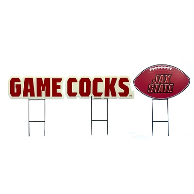 Pegasus Jacksonville State Gamecocks Wordmark and Football Three-Piece Yard Sign Set