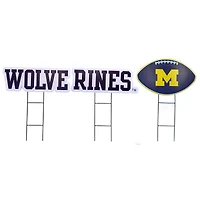 Pegasus Michigan Wolverines Wordmark and Football Three-Piece Yard Sign Set