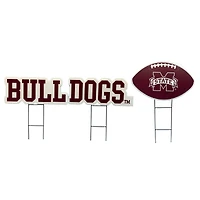 Pegasus Mississippi State Bulldogs Wordmark and Football Three-Piece Yard Sign Set