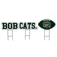 Pegasus Ohio Bobcats Wordmark and Football Three-Piece Yard Sign Set