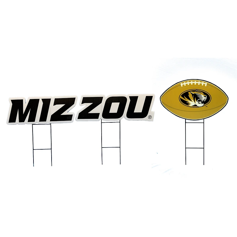 Pegasus Missouri Tigers Wordmark and Football Three-Piece Yard Sign Set
