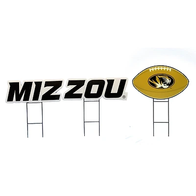 Pegasus Missouri Tigers Wordmark and Football Three-Piece Yard Sign Set