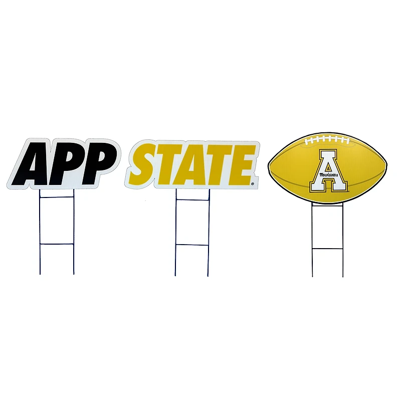 Pegasus Appalachian State Mountaineers Wordmark and Football Three-Piece Yard Sign Set