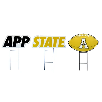 Pegasus Appalachian State Mountaineers Wordmark and Football Three-Piece Yard Sign Set