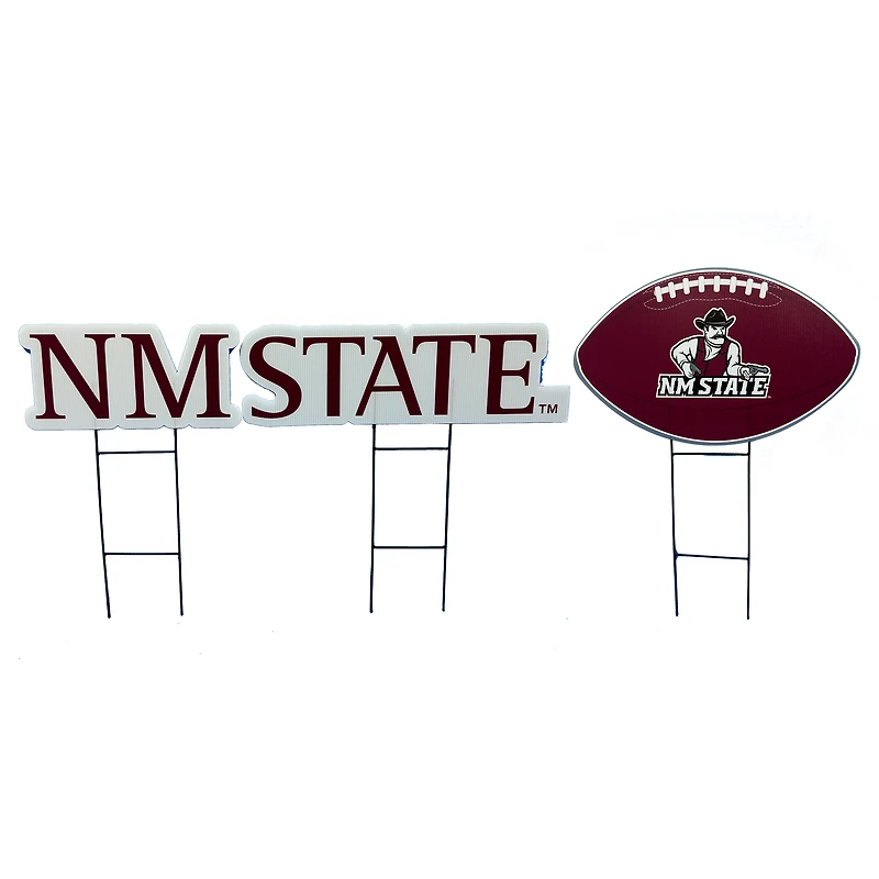 Pegasus New Mexico State Aggies Wordmark and Football Three-Piece Yard Sign Set
