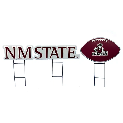 Pegasus New Mexico State Aggies Wordmark and Football Three-Piece Yard Sign Set