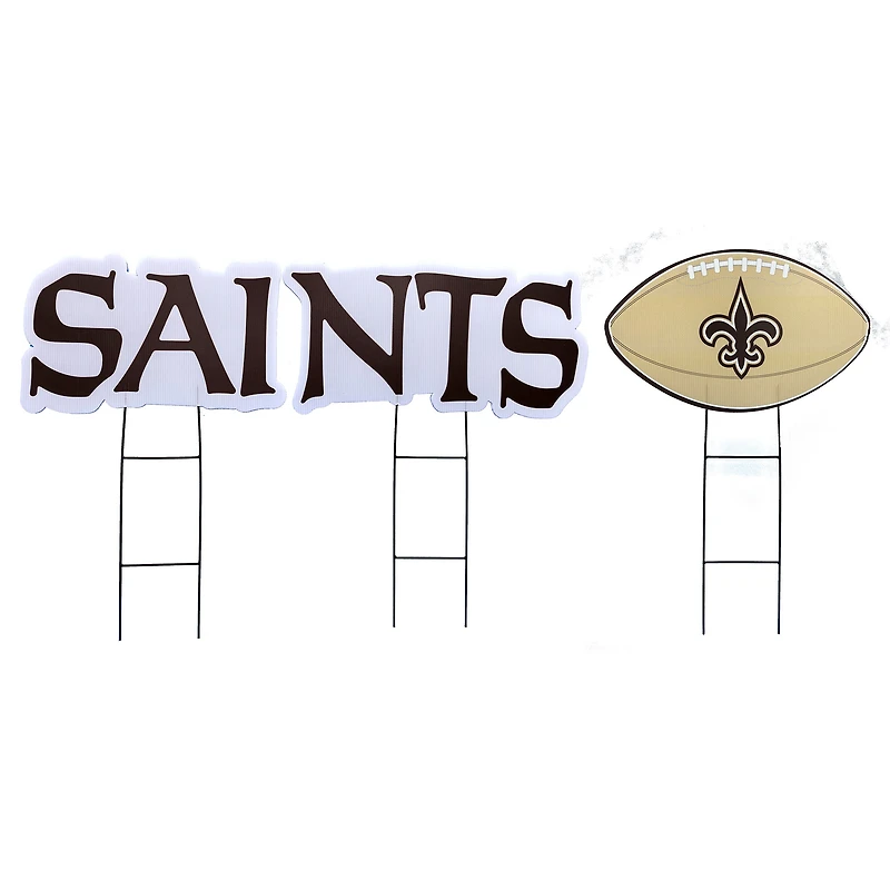 Pegasus New Orleans Saints Wordmark and Football Three-Piece Yard Sign Set