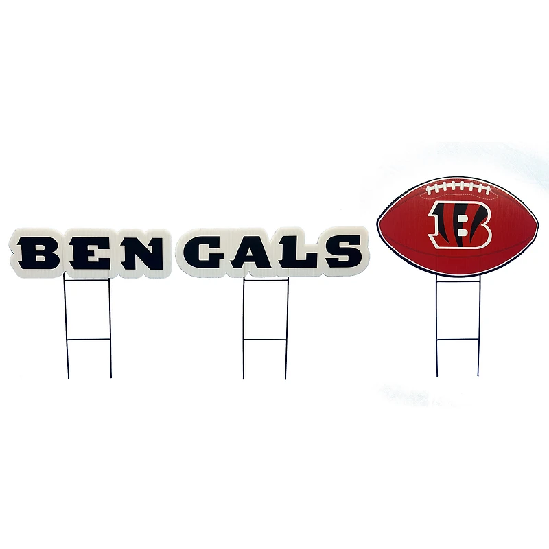 Pegasus Cincinnati Bengals Wordmark and Football Three-Piece Yard Sign Set