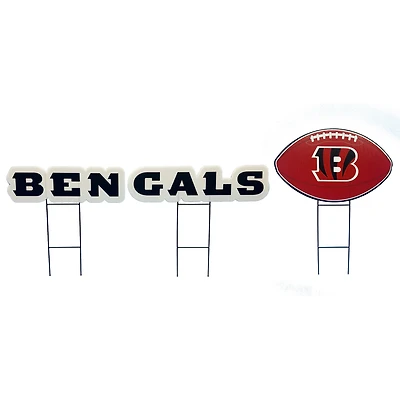 Pegasus Cincinnati Bengals Wordmark and Football Three-Piece Yard Sign Set