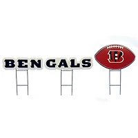Pegasus Cincinnati Bengals Wordmark and Football Three-Piece Yard Sign Set