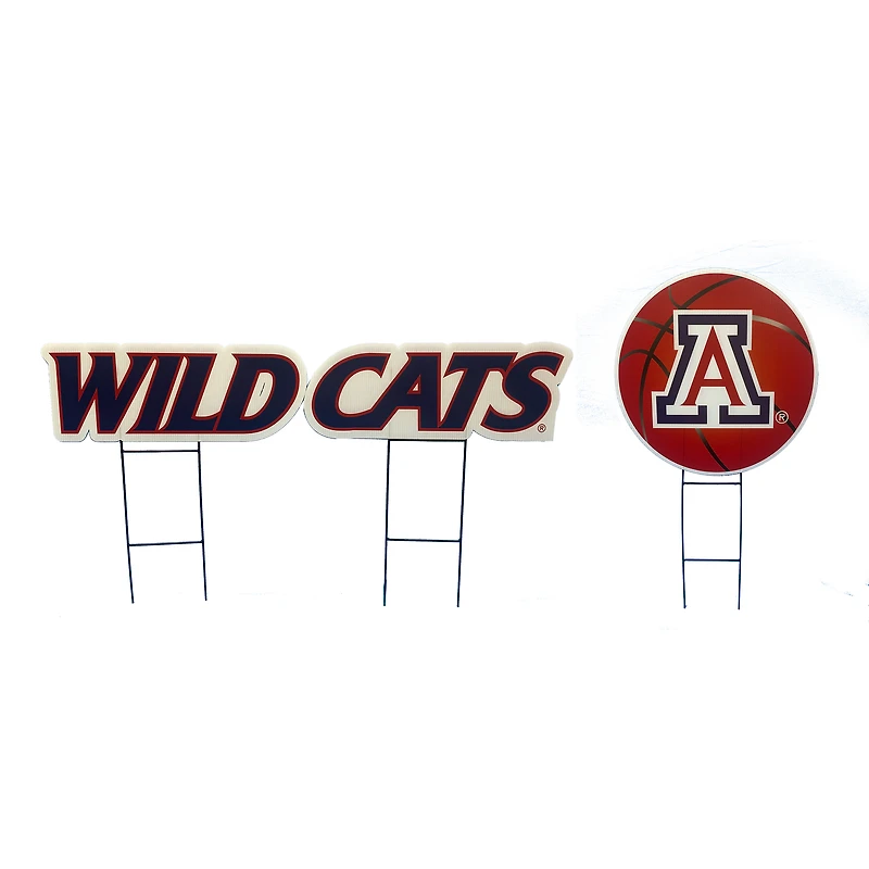 Pegasus Arizona Wildcats Wordmark and Basketball Three-Piece Yard Sign Set