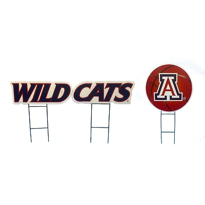 Pegasus Arizona Wildcats Wordmark and Basketball Three-Piece Yard Sign Set