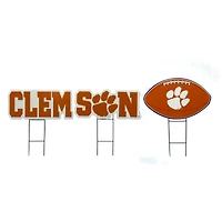 Pegasus Clemson Tigers Wordmark and Football Three-Piece Yard Sign Set