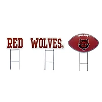 Pegasus Arkansas State Red Wolves Wordmark and Football Three-Piece Yard Sign Set