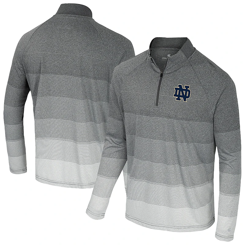 Men's Colosseum Gray Notre Dame Fighting Irish AI Striped Mesh Quarter-Zip Raglan Windshirt