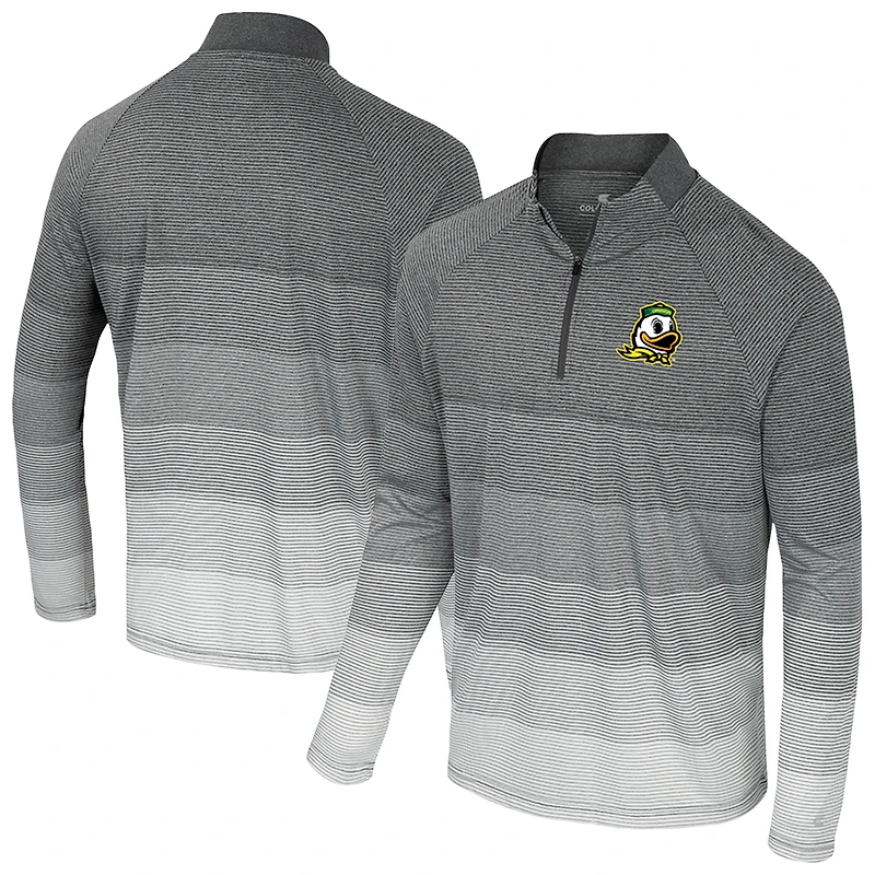 Men's Colosseum Gray Oregon Ducks AI Striped Mesh Quarter-Zip Raglan Windshirt