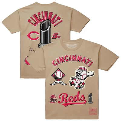 Men's Mitchell & Ness  Cream Cincinnati Reds Legacy Defined T-Shirt