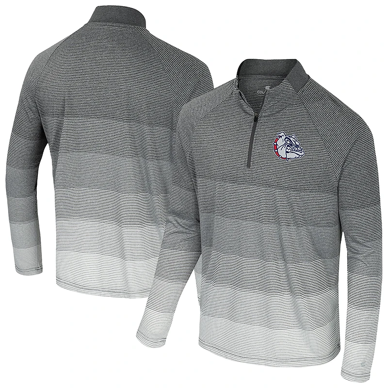 Men's Colosseum Gray Gonzaga Bulldogs AI Striped Mesh Quarter-Zip Raglan Windshirt