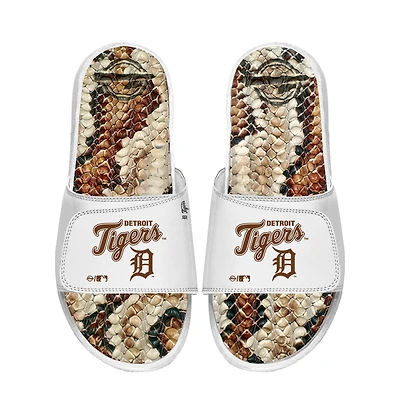Unisex ISlide White Detroit Tigers Stacked Snake Gel Slide Sandals