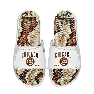 Unisex ISlide White Chicago Cubs Stacked Snake Gel Slide Sandals