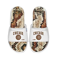 Unisex ISlide White Chicago Cubs Stacked Snake Gel Slide Sandals
