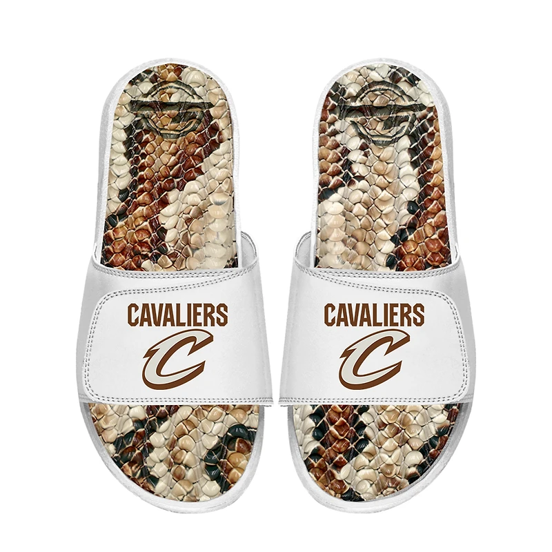 Unisex ISlide White Cleveland Cavaliers Stacked Snake Gel Slide Sandals