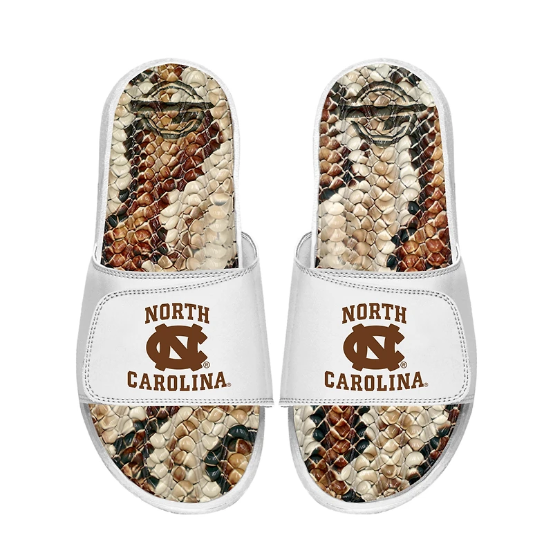 Unisex ISlide White North Carolina Tar Heels Stacked Snake Gel Slide Sandals