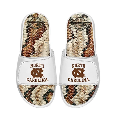 Unisex ISlide White North Carolina Tar Heels Stacked Snake Gel Slide Sandals