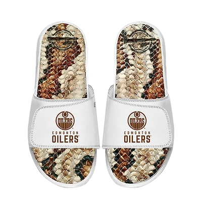 Unisex ISlide White Edmonton Oilers Stacked Snake Gel Slide Sandals