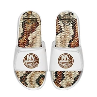 Unisex ISlide White New York Islanders Stacked Snake Gel Slide Sandals