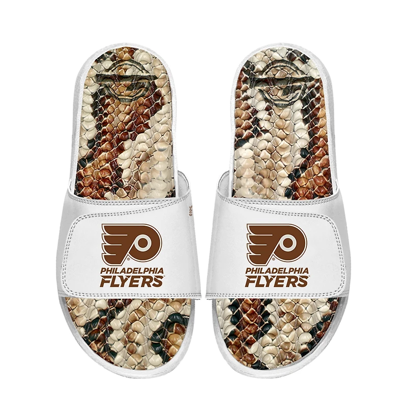 Unisex ISlide White Philadelphia Flyers Stacked Snake Gel Slide Sandals