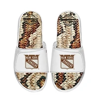 Unisex ISlide White New York Rangers Stacked Snake Gel Slide Sandals