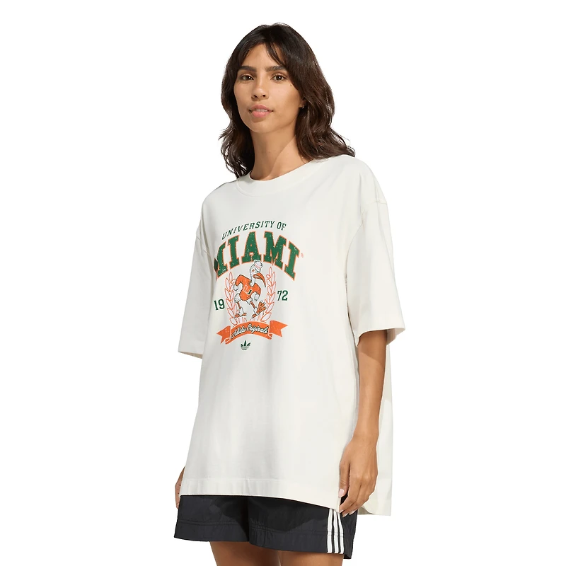 Women's adidas White Miami Hurricanes Oversized T-Shirt