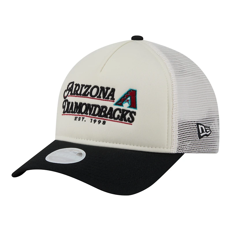 Women's New Era Light Beige/Black Arizona Diamondbacks Retro 9FORTY M-Crown A-Frame Trucker Adjustable Hat