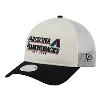 Women's New Era Light Beige/Black Arizona Diamondbacks Retro 9FORTY M-Crown A-Frame Trucker Adjustable Hat