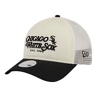 Women's New Era Light Beige/Black Chicago White Sox Retro 9FORTY M-Crown A-Frame Trucker Adjustable Hat