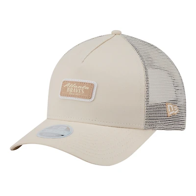 Women's New Era Light Beige Atlanta Braves Tonal Patch 9FORTY M-Crown A-Frame Trucker Adjustable Hat